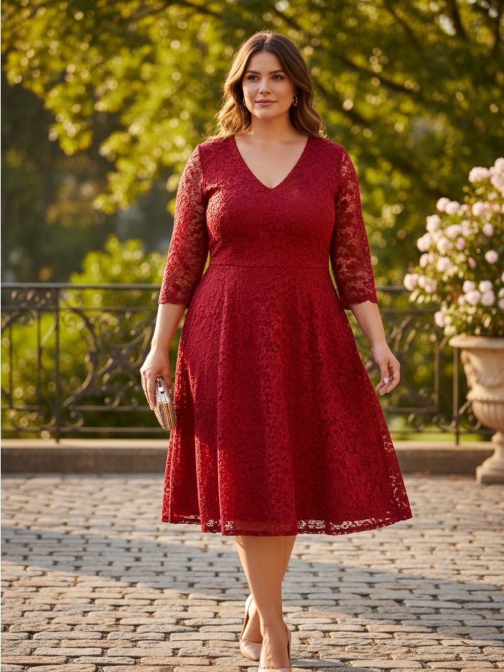 torrid Burgundy Lace V-Neck Midi Dress